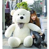 Sevgiliye HEDİYE- 160 cm İthal Kumaş Papyonlu DEV Boy Peluş Ayı Beyaz
