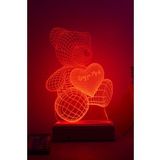 Sevgiliye Hediye 3d Aşk Ayıcık 16 Renk Dekoratif 16 Renkli Led Lamba