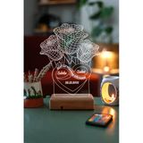 Sevgiliye Hediye Kişiye Özel 3D 3 Gül Ve Sonsuzluk 16 Renk Dekoratif Led Lamba