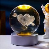 Sevgiliye Hediye Oklu Çift Kalp 3D Lazer Kristal Küre - Hologram,Romantik Çift Kalp Tasarımlı Cam Küre - 3D Lazer İşlemeli Işıklı Sevgililer Günü Hediyesi,