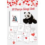 Sevgiliye Hediye Seti – Peluş Ayı, Romeo & Juliet Defter, 12 Sevgi Sözü Kartı