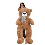 Sevgiliye Özel HEDİYE- 160 cm Papyonlu DEV Boy Peluş Ayı - % 100 YERLİ Kahverengi
