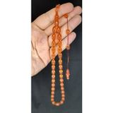 SEVGİLİYE ÖZEL HEDİYE ATEŞ KEHRİBAR TESBİH PEMBE RENKLİ BEYZİ KESİM H-1383.