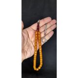 Sevgiliye Özel Hediye Çubuk Kehribar Tesbih Sarı Renk Kapsül Kesim H-1410.