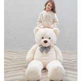 Sevgiliye Özel Hediye- Papyonlu 140 Cm Dev BOY Sevimli Peluş Koca Ayı - Özel Fiyat Beyaz