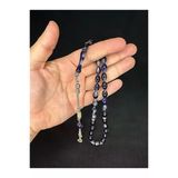 Sevgiliye Özel Hediye Toz Kehribar Tesbih Lacivert-Gri Renkli Arpa Kesim 12Mmx8mm H-1642.
