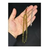 SEVGİLİYE ÖZEL HEDİYE TOZ KEHRİBAR TESBİH SARI RENKLİ BEYZİ KESİM 11MMX8MM H-1576.
