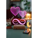 Sevgiliye Özel Hediyee 3D 2 Kalpp 16 Renk Dekoratif Led Gece Lambası