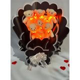Sevgiliye Özel Kalp Led Işıklı Romantik Peluş Ayıcık Buketi
