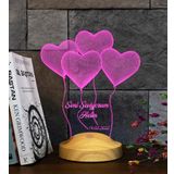 Sevgiliye Özel Kalpli 3D LED Lamba - Uçan Kalpler Tasarımıyla Romantik ve Anlamlı Hediye 3 Boyutlu 3D Led Lamba, Masa ve Gece Lambası