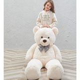 Sevgiliye Özel- Papyonlu 140 Cm Dev BOY Sevimli Peluş Koca Ayı - % 100 Yerli, Pelüş Ayıcık - Beyaz