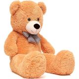 Sevgiliye Özel- Papyonlu 140 Cm Dev BOY Sevimli Peluş Koca Ayı - % 100 Yerli, Pelüş Ayıcık - Kahverengi