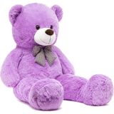 Sevgiliye Özel- Papyonlu 140 Cm Dev BOY Sevimli Peluş Koca Ayı - % 100 Yerli, Pelüş Ayıcık - Lila