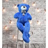 Sevgiliye Özel- Papyonlu 140 Cm Dev BOY Sevimli Peluş Koca Ayı - % 100 Yerli, Pelüş Ayıcık - Mavi