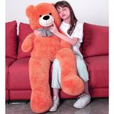 Sevgiliye Özel- Papyonlu 140 Cm Dev BOY Sevimli Peluş Koca Ayı - % 100 Yerli, Pelüş Ayıcık - Nar Çiçeği