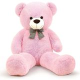 Sevgiliye Özel- Papyonlu 140 Cm Dev BOY Sevimli Peluş Koca Ayı - % 100 Yerli, Pelüş Ayıcık - Pembe