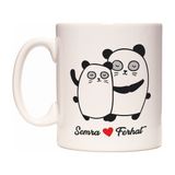 Sevgiliye Panda Tasarım Kişiye İsme Özel İsim Yazılabilir Kupa Bardak - Beyaz