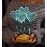 Sevgiliye Romantik Hediye, 3D Klasik Kalpler 3 Boyutlu Led Lamba, Çok Şık Renkli Gece Lambası, Ev Dekoru