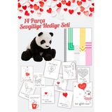 Sevgiliye Romantik Hediye Seti – Peluş Ayı, Love Kapaklı Defter ve Sevgi Sözü Kartları