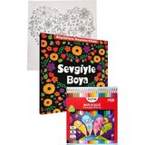 Sevgiyle Boya Büyüklere Boyama Kitabı Fatih 24 Renk Kuru Boya 1 Adet Ema Boyama Kitabı Büyükler Için Mandala Yaratıcı Boyama - Standart
