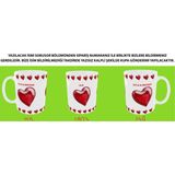 Sevglililer Gününe Özel Kırmızı Kalpli Isim Yazılabilen Kupa - 001 - Beyaz - 330 ml