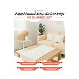 SEVHOME CONCEPT 3 lü Set-2 Adet Otantik Pamuk Keten Kırlent Kılıfı ve 1 Adet Runner