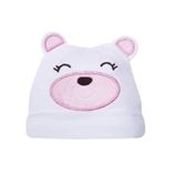 Sevi Bebe Beyaz Pembe Ayıcıklı Şapka Bebek Şapka