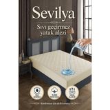Sevilya %100 Pamuk Kapitoneli Sıvı Geçirmez Bej Renkli Yatak Alezi Yatak Koruyucu Alez Çarşaf - 180 x 200 cm