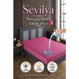 Sevilya %100 Pamuk Kapitoneli Sıvı Geçirmez Renkli Yatak Alezi Yatak Koruyucu Alez Çarşaf - 120 x 200 cm - Lila