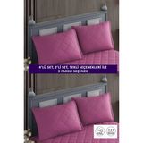 Sevilya 2 Adet Pamuk Kapitone Fermuarlı Sıvı Geçirmez Renkli Yastık Alezi Yastık Koruyucu - 50 x 70 cm - Lila
