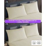 Sevilya 4 Adet Pamuk Kapitone Fermuarlı Sıvı Geçirmez Renkli Yastık Alezi Yastık Koruyucu - 50 x 70 cm - Bej