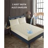 Sevilya Çift Kişilik Alez Seti Pamuk Kapitone Su Sıvı Geçirmez Yatak Yastık Alezi Yatak Yastık Koruyucu - 150 x 200 cm - Bej