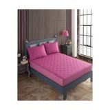 Sevilya Çift Kişilik Yastıklı Yatak Alez Seti Pamuk Kapitone Su Sıvı Geçirmez Yatak ve Yastık Koruyucu - 140 x 200 cm - Lila