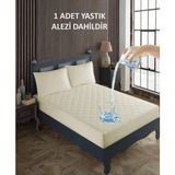 Sevilya Tek Kişilik Alez Seti Pamuk Kapitone Su Sıvı Geçirmez Yatak Yastık Alezi Yatak Yastık Koruyucu - 100 x 200 cm - Bej