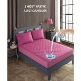 Sevilya Tek Kişilik Alez Seti Pamuk Kapitone Su Sıvı Geçirmez Yatak Yastık Alezi Yatak Yastık Koruyucu - 120 x 200 cm - Lila