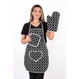 sevilya Trendy 3lü Set Su Geçirmez Mutfak Önlüğü Çeyiz Seti Isıya Dayanıklı Fırın Eldiveni Ve Tutacak Takımı