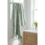 Sevim %100 Pamuk Jakarlı Banyo Havlusu - Kabartma Damask Desenli - 90x150 cm - Açık Yeşil