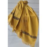 Sevim %100 Pamuk Siyah Çizgili Havlu Peştemal-Şezlong Havlusu-90x200 cm-Hardal