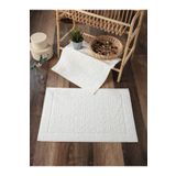 Sevim %100 Pamuklu & Yumuşak 2'li Ayak Havlusu - Ekru Renk & Damask Desen Su Emici Havlu Seti - 50x70 Cm