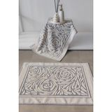 Sevim 2'li Ayak Havlusu Seti, Zemini Renkli & Üç Boyutlu, Yüksek Su Emici & %100 Pamuk, 50x70cm, İndigo - 50 x 70 cm