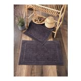 Sevim 2'li Ayak Havlusu - Yüksek Su Emici & Yumuşak & Damask Desen - %100 Pamuk - Antrasit - 50x70cm
