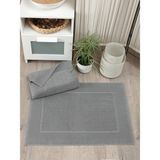 Sevim 2'li Diyagonal Çizgili Ayak Havlusu Seti - %100 Pamuk Havlu Takımı - 50X70 cm - Antrasit - 50 x 70 cm