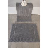 Sevim 2'li Diyagonal Çizgili Ayak Havlusu Seti - %100 Pamuk Havlu Takımı - 50x70 cm - Antrasit