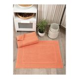 Sevim 2'li Diyagonal Çizgili Ayak Havlusu Seti - %100 Pamuk Havlu Takımı - 50x70 cm - Kiremit