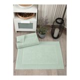 Sevim 2'li Diyagonal Çizgili Ayak Havlusu Seti - %100 Pamuk Havlu Takımı - 50x70 cm - Yeşil
