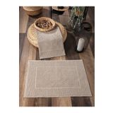 Sevim 2'li Set Ayak Havlusu - %100 Pamuk Ayak İzli Havlu Takımı - Yüksek Su Emici - 50x70cm - Bej