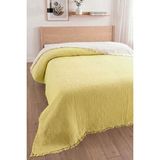Sevim 4 Kat Müslin Yatak Örtüsü - %100 Pamuk, Çift Taraflı Müslin Pike - 240X260 cm - Sarı - 240 x 260 cm