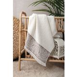 Sevim Bambu Yumuşak & Yüksek Emici El Havlusu - Krem Rengi Kabartma Bordürlü Tasarım - 50x90cm