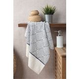 Sevim Geometrik Desenli Zemini Renkli Bambu El Havlusu - 50x90 cm - İndigo