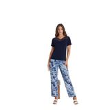 Sevim Kadın Dantelli Kısa Kol Lacivert Pijama Takım C1T5N551 Lacivert S